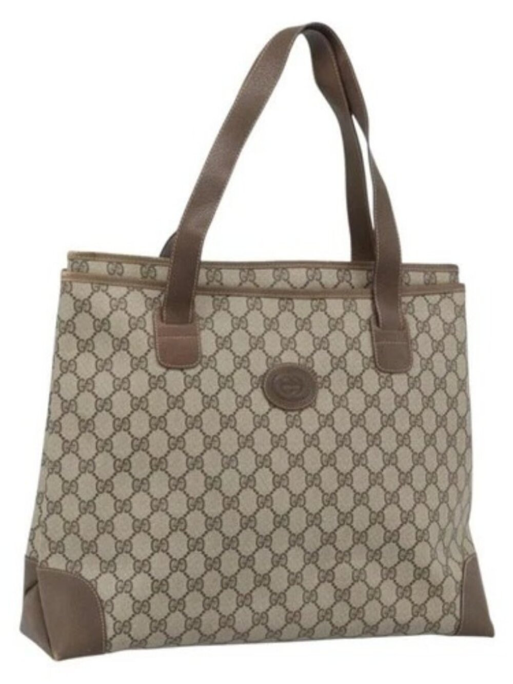GUCCI GG Supreme Tote Bag PVC Beige Auth 188057